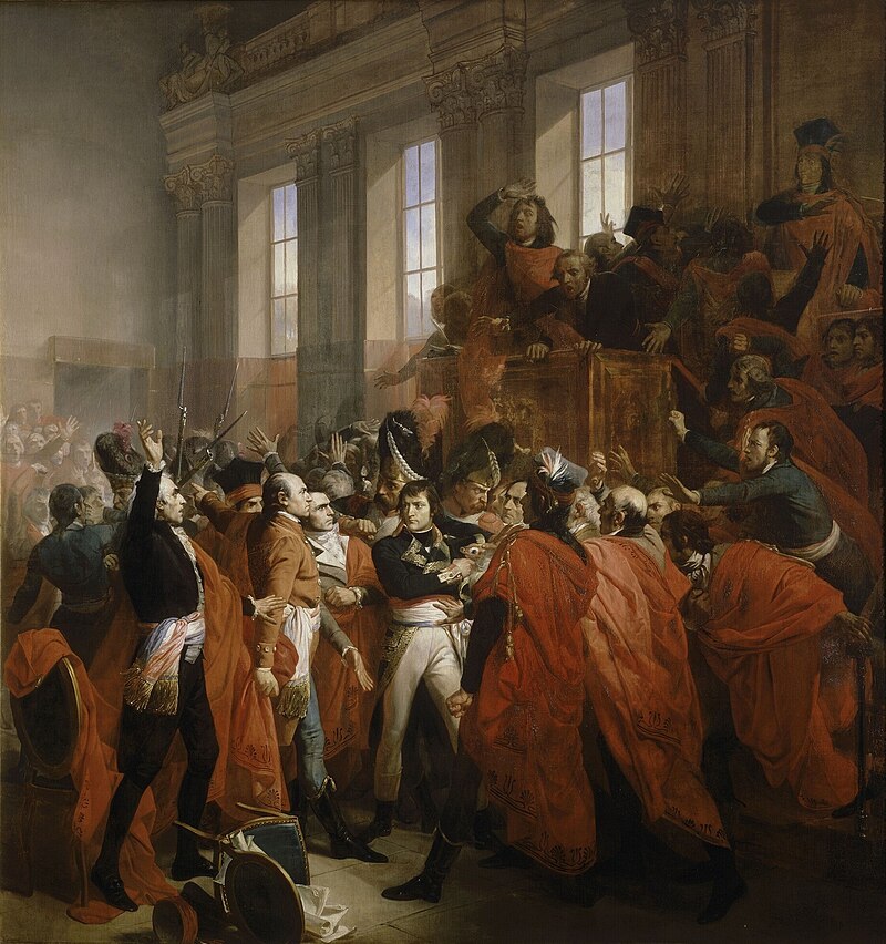 General Bonaparte during the coup of 18 Brumaire in Saint-Cloud, painting by François Bouchot, 1840