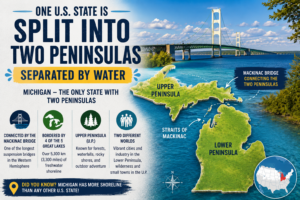One U.S. State Is Split Into Two Peninsulas Separated by Water